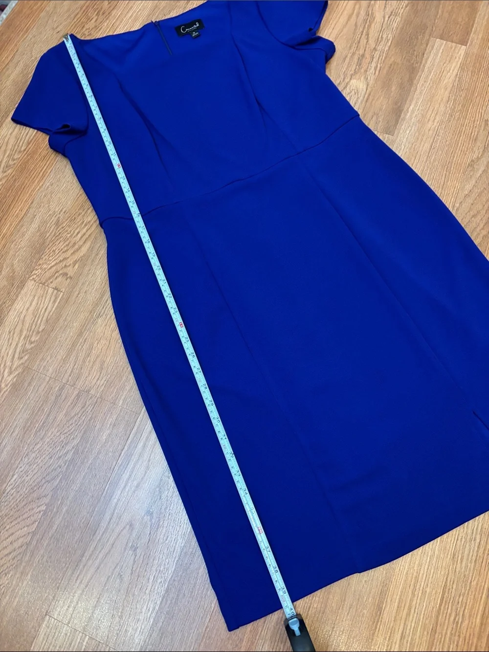 Connected Apparel Vibrant Royal Blue Square-Neck Midi Dress Size 16